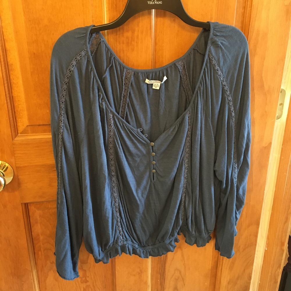 Navy blue long sleeve blouse